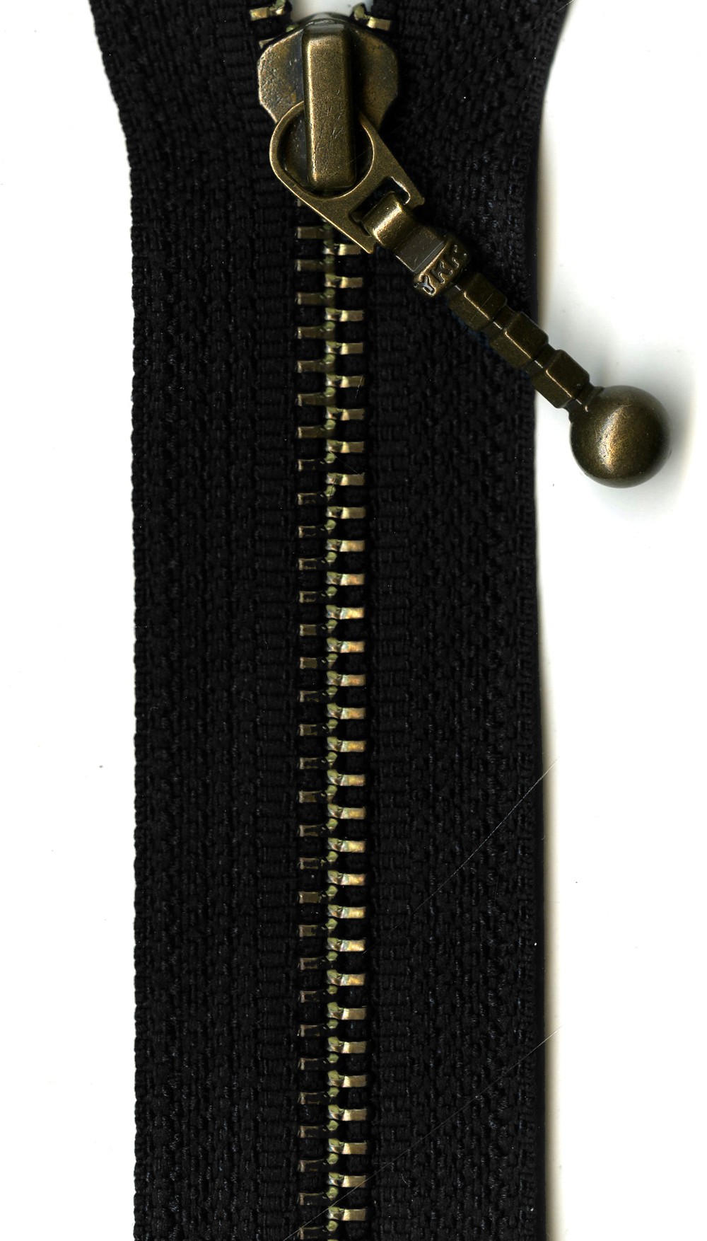 Antique Brass Closed Bottom Zipper 7in  Black