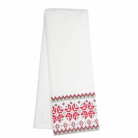 Solid White and Red Christmas Bottom Tea Towel