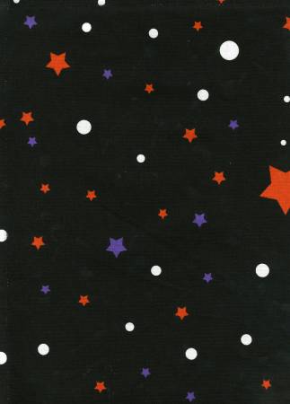 Stars and Dots on Black Tea Towel