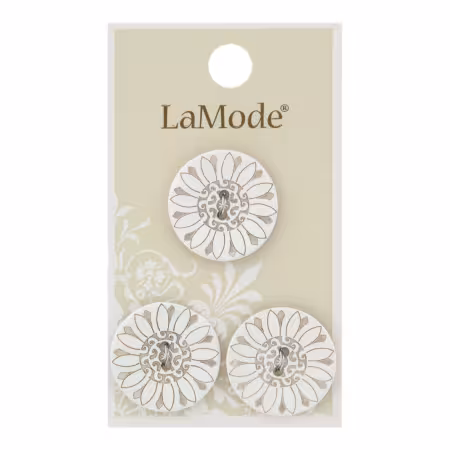 LaMode White Flower Agoya Shell 7/8in 22mm 2 hole