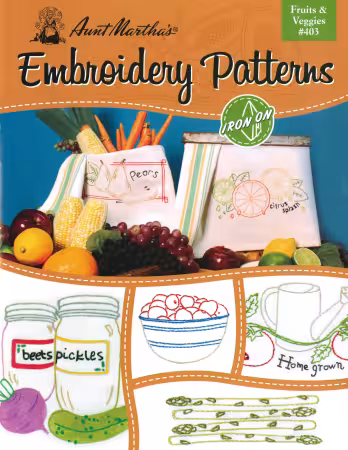 Aunt Marthas Iron-on Transfer Pattern Book Fruits & Veggies