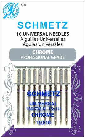 Chrome Universal Schmetz Needle 10 ct, Size 100/16