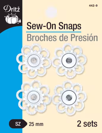 Sew On Snaps White Flower