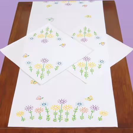 Field Of Flowers Scarf And Doily Set