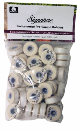 Prewound L Style Bobbin Cotton Quilting Thread 40wt 55yds White