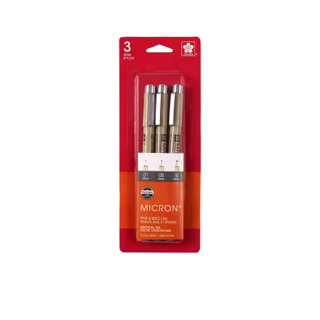 Pigma Micron Pen Set, Cool Gray, #44 (01 (.25m), 3 pk