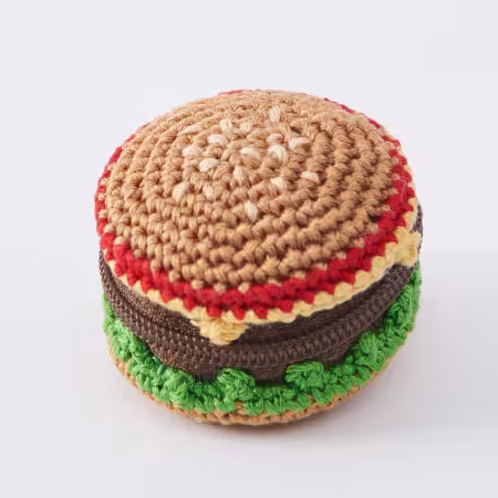 Tiny pouch crocheted with embroidery floss (Hamburger)