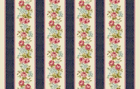 Multi Floral Border Stripe w/Metallic