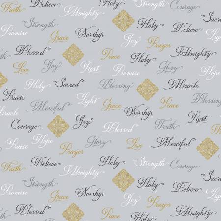Silver Religious Script Words w/Metallic