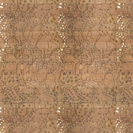 Real Cork Fabric with Gold Metallic Flora