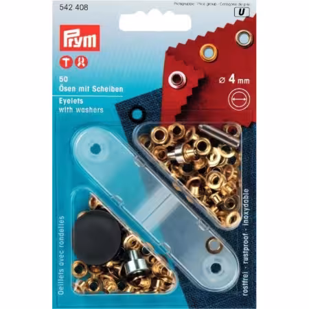 Eyelets With Washers 4mm Gold With Tools 50pc