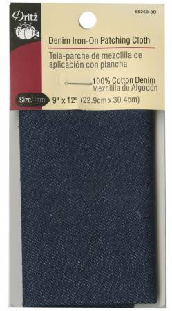 Denim Iron-On Patching Cloth Dark Blue 9in x 12in