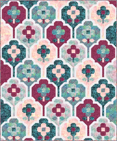 Kashmir Wallflower Digital Quilt Top Pen + Paper Patterns 63.5x76.5