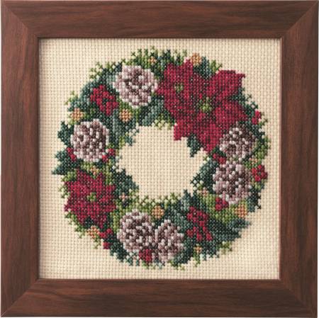 Cross Stitch Kits of Seasonal Flower Arrangement - Poinsettia Wreath