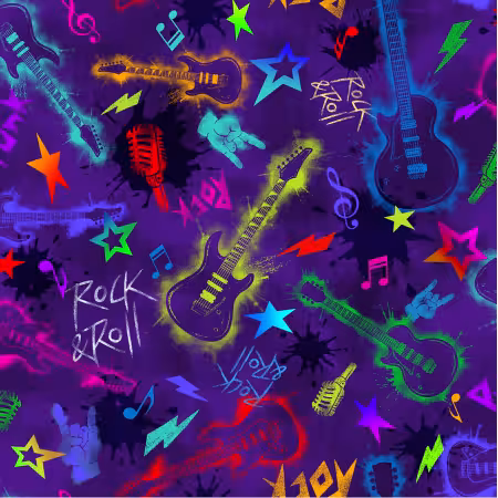 Rockin' Out Tossed Guitars Purple