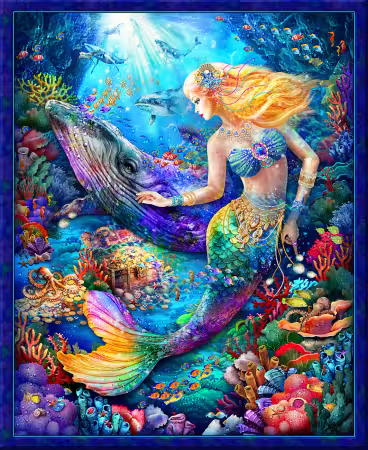 Hidden Treasures 1 Yard Mermaid Panel