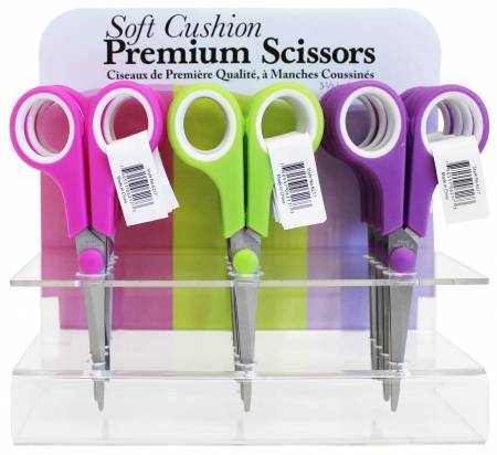 Soft Cushion Prem Scissors 5-1/2in Clear Plastic Display 12ct