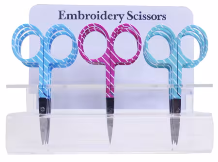 Embroidery Scissor Clear Plastic Display White Stripes on Colors Handle 18ct