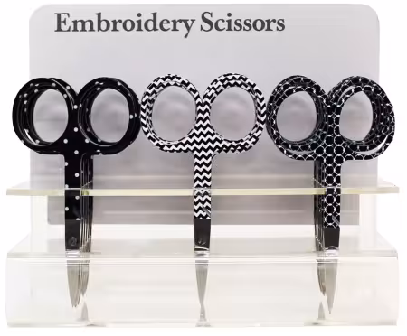 Embroidery Scissor Clear Plastic Display Black and White Patterns 18ct