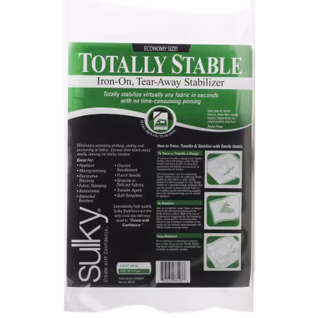 Totally Stable Iron-on Tear-Away Stabilizer White 20in x 3yds
