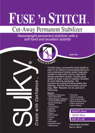 Cut Away Fuse N Stitch Stabilizer White 24in x 1yd