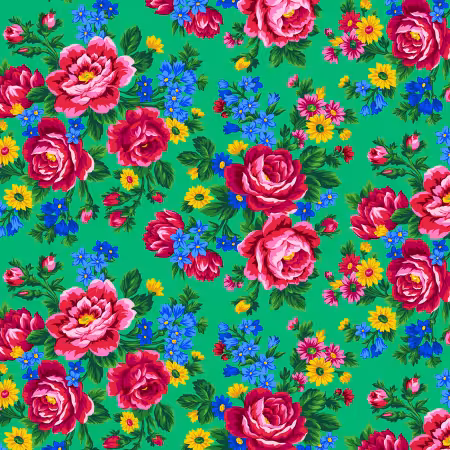 Kokum Scarf Floral Emerald
