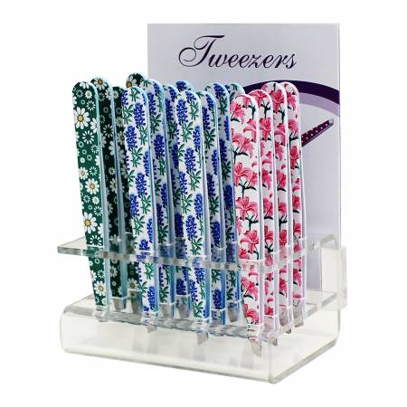 Floral Pattern Tweezers Clear Display 16ct