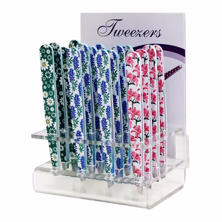 Floral Pattern Tweezers Clear Display 16ct