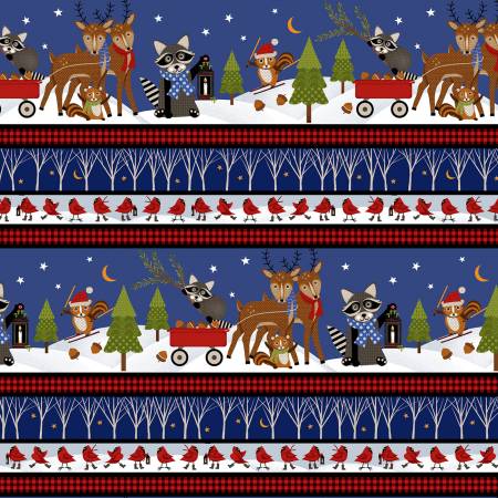 Deep Blue Border Stripe Christmas