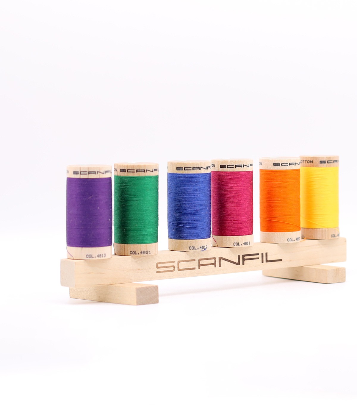 Scanfil Organic Cotton Wt Spool Thread Set With Rack Jewel Tones