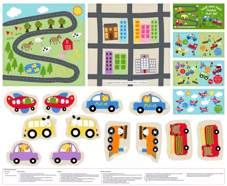 Multi Things that Go, Play Mat and Book 36 Inch repeat
