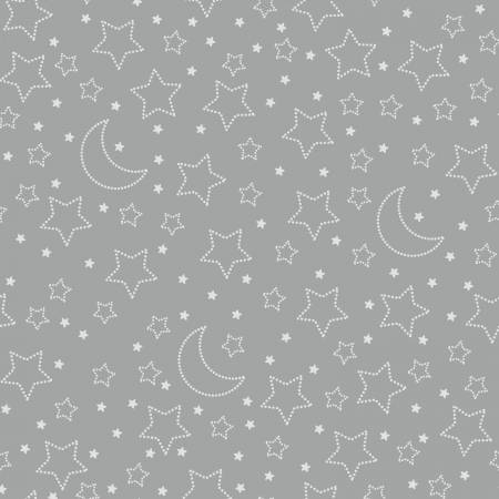 Grey Stars and Moons Minky