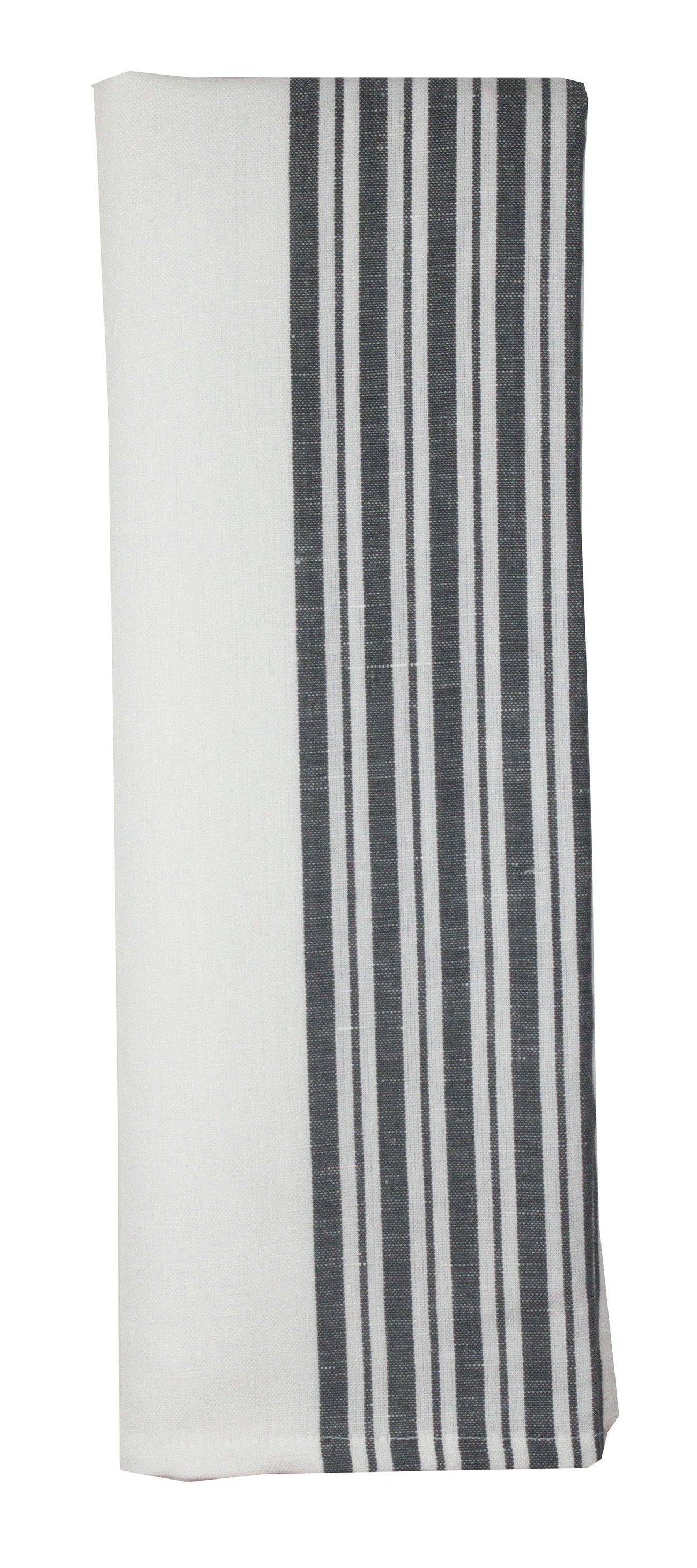 Cotton Linen Stripe Charcoal/White