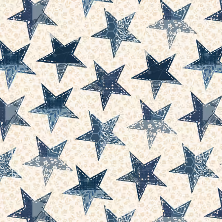 Cream Big Stars on Cream 8in repeat