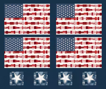 Patriotic Four 12.5x18.5 Placemats And Four 5.5 Mug Rugs 36in repeat
