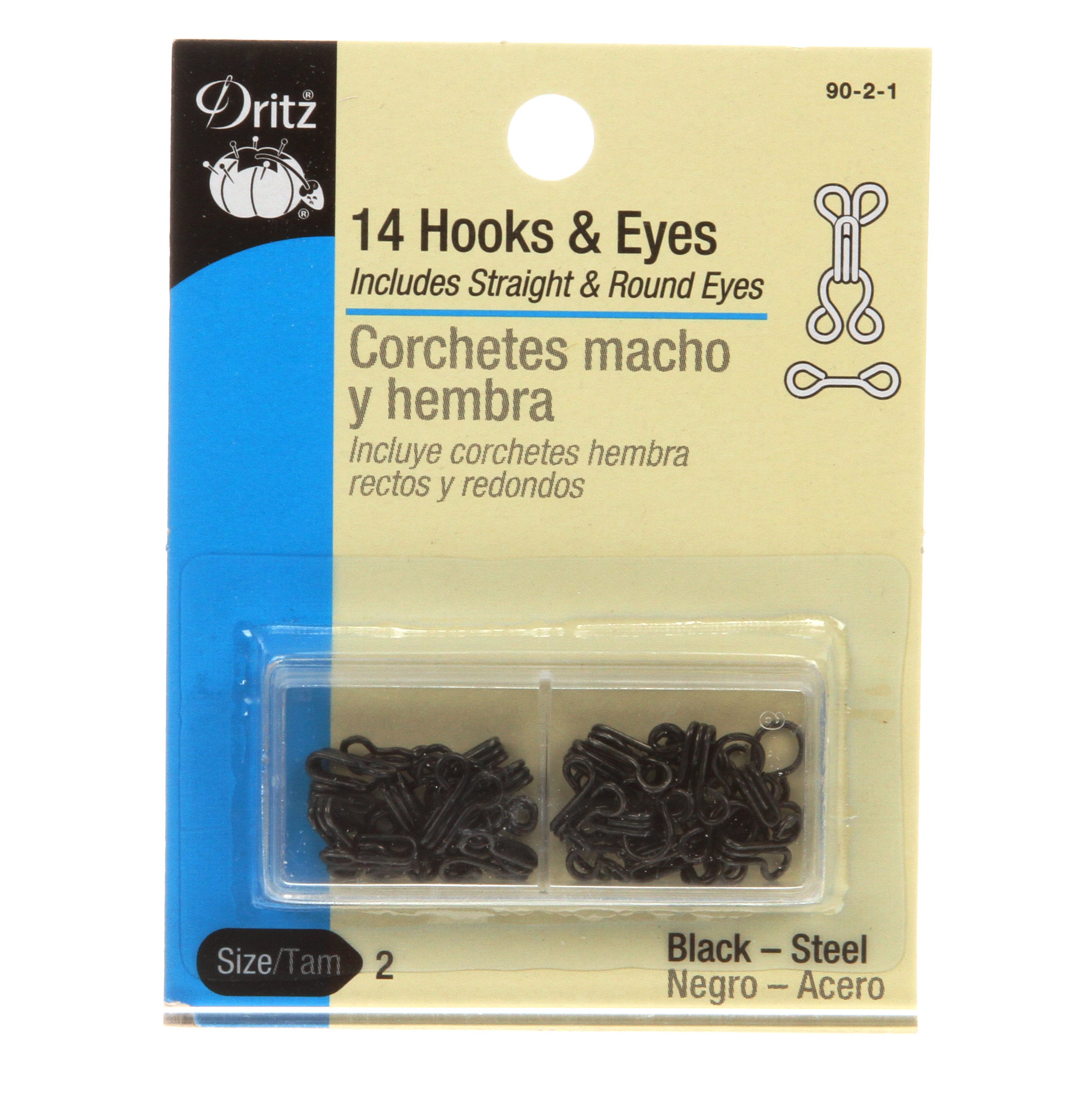 Hooks Eyes & Loops Black Size 2