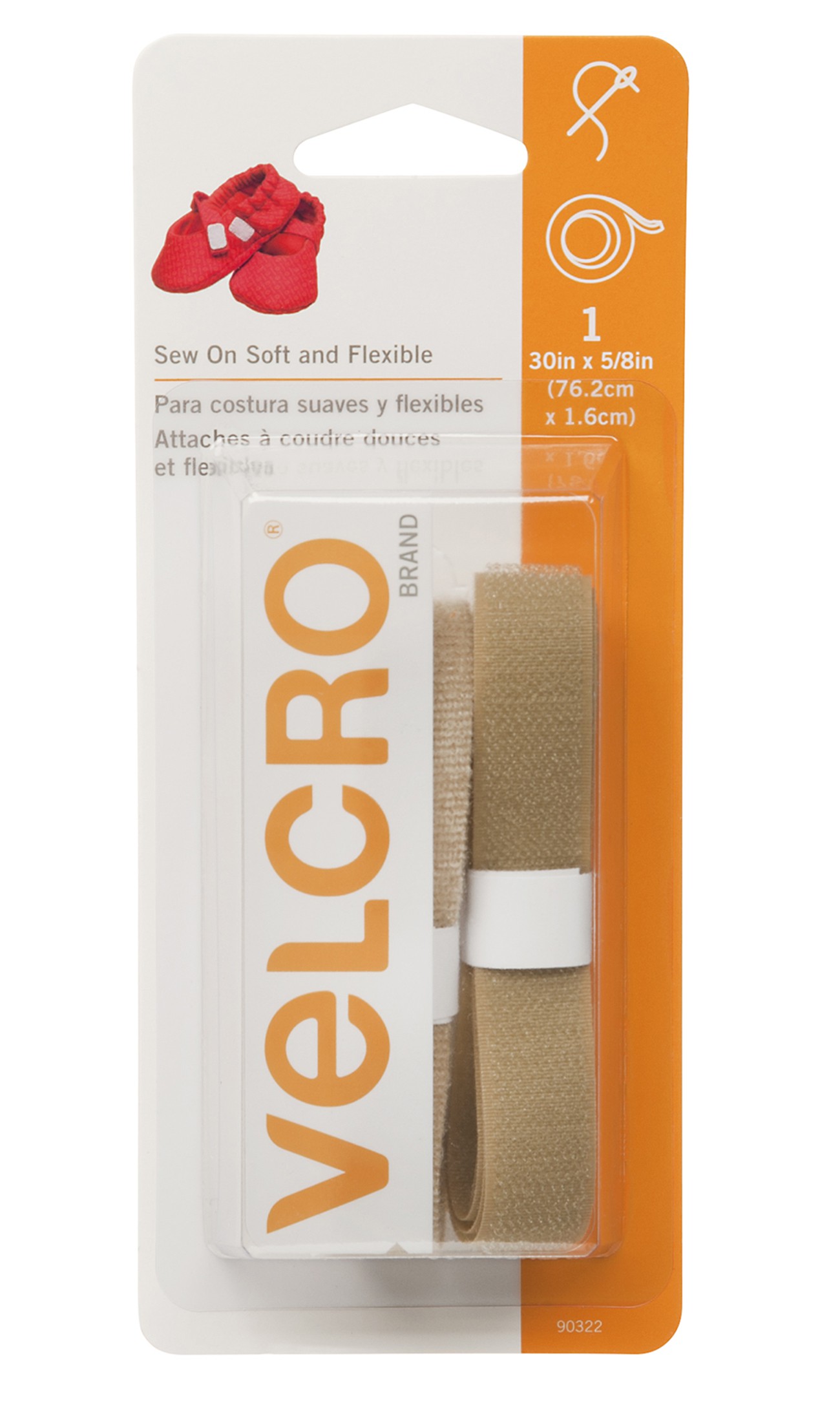 VELCRO® Brand Fastener Soft & Flex SewIn Beige 5/8in x 30in