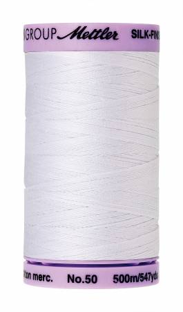 Silk-Finish 50wt Solid Cotton Thread 547yd/500M White
