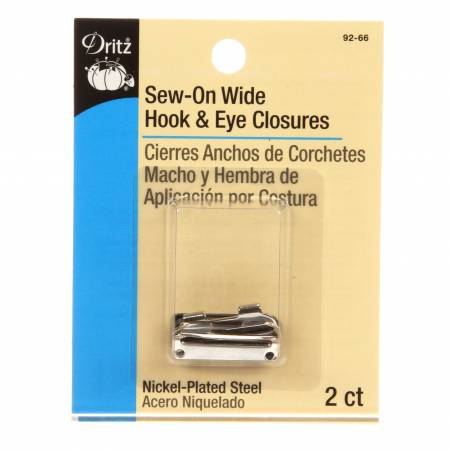 Sew-On Wide Hook & Eye Closures Pant/Skirt 1in 2 ct