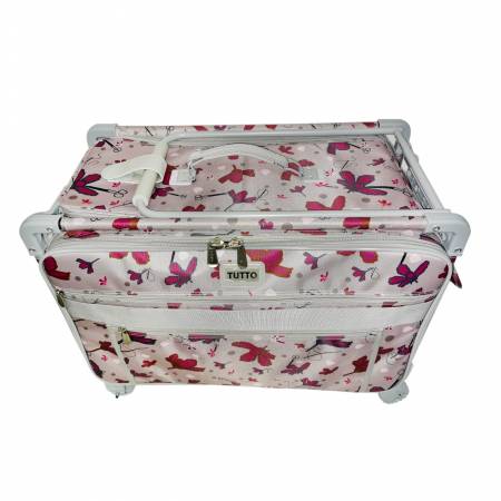 Tutto 1XL Sewing Machine Trolley Rose Gray with Pink Daisies Gray Frame
