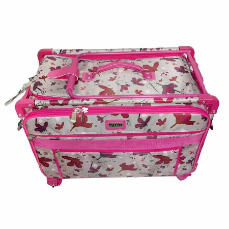 Tutto 2XL Sewing Machine Trolley Rose Gray with Pink Daisies Pink Frame