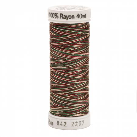Rayon Thread 2-ply 40wt 268d 250yds Variegated Green/Burgundy/Tan