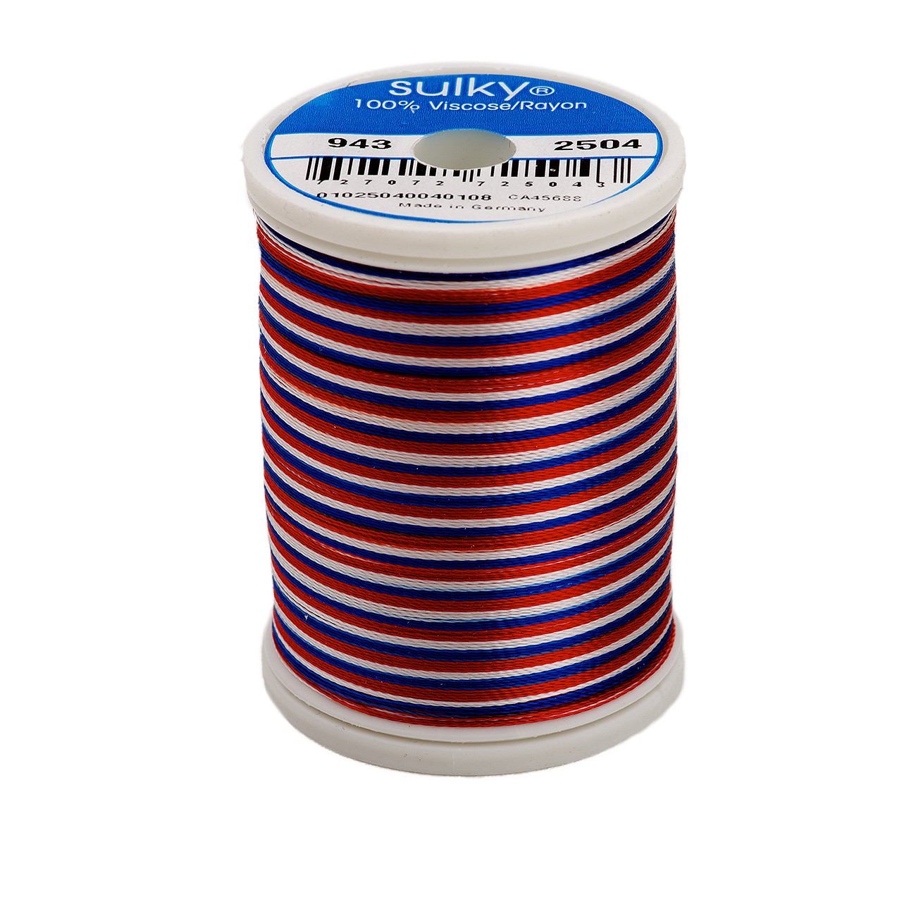 Rayon Thread 2-ply 40wt 268d 850yds Variegated Red/White/Blue