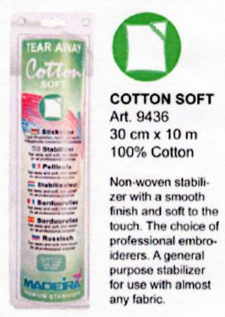 Cotton Soft Tear Away Stabilizer White