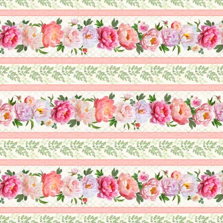 Multi Flower Study Repeating Stripe