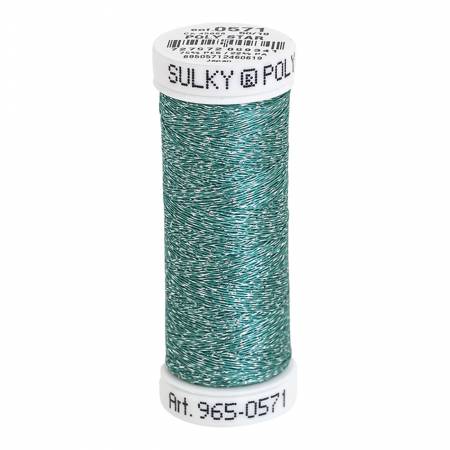 Poly Sparkle 30wt Thread 290yd Spool Light Teal with Silver Sparkle