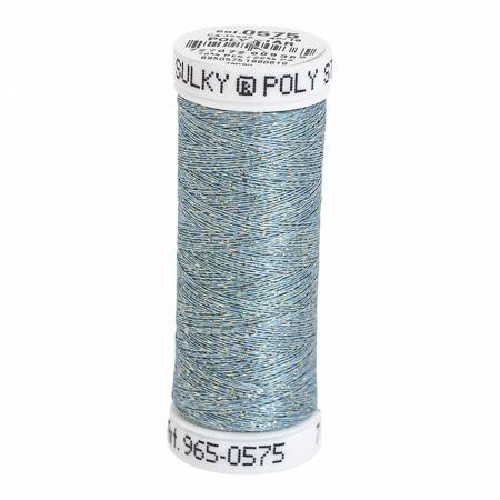 Poly Sparkle 30wt Thread 290yd Spool Pale Caribbean with Gold Sparkle