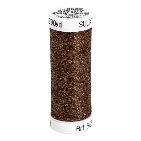 Poly Sparkle 30wt Thread 290yd Spool Russet with Copper Sparkle