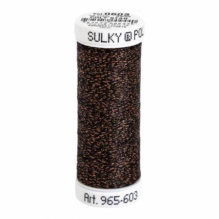 Poly Sparkle 30wt Thread 290yd Spool Cloister Brown with Copper Sparkle