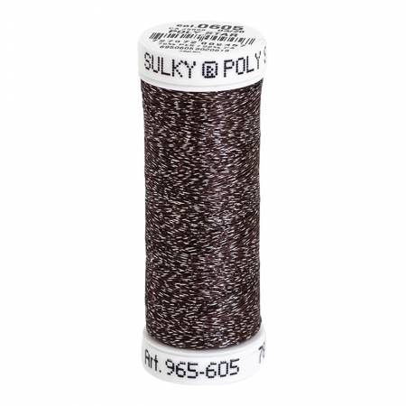 Poly Sparkle 30wt Thread 290yd Spool Dark Tawny Brown with Silver Sparkle